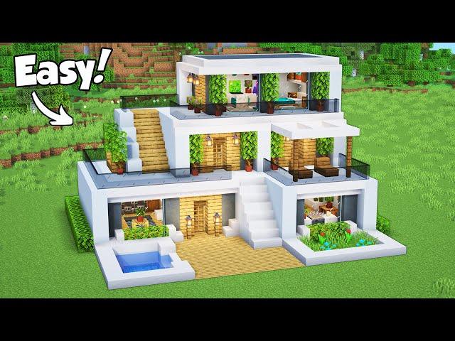 Minecraft: How to Build a Modern House - Tutorial (Easy) #57 - Interior in Description!