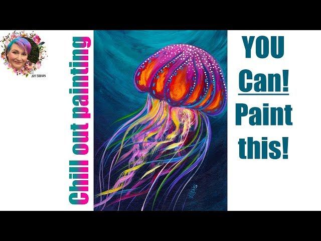 Jellyfish Easy Mellow Step by step Painting in acrylic Live streaming | TheArtSherpa