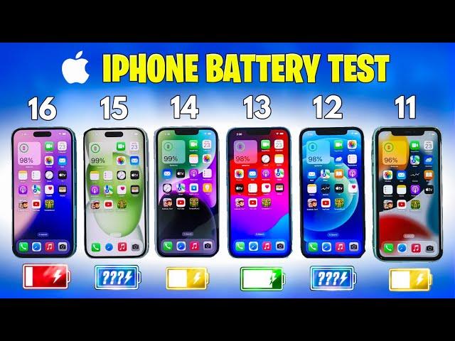 Battery Drain Test - iPhone 16 vs 15 vs 14 vs 13 vs 12 vs 11 - ios 18.1 Battery Test