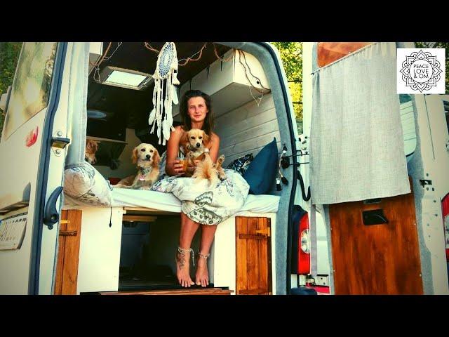 Young woman lives  since 2 years in her self-converted camper