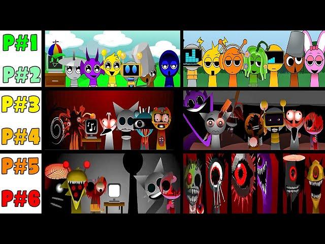 Phase 1 VS Phase 2 VS Phase 3 VS Phase 4 VS Phases 5-6 in Incredibox Sprunki versions