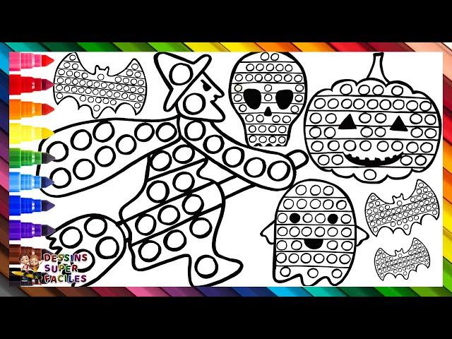 Dessiner et Colorier 5 POP ITS D'HALLOWEEN ‍️🟠🟡🟢🟣  Dessins pour Enfants