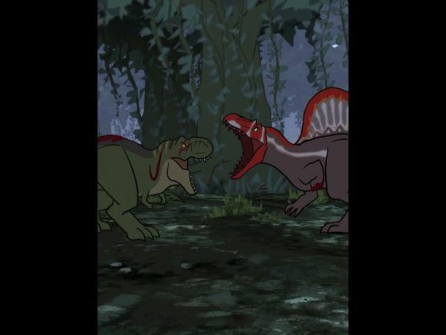 T-Rex vs Spinosaurus | Jurassic Park 3 Animation #shorts