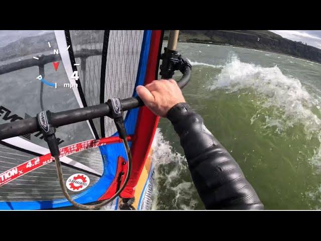 5/22/2024  “close call”  4.2 m Windsurfing Rufus Super relaxed on a 87 liter Columbia River