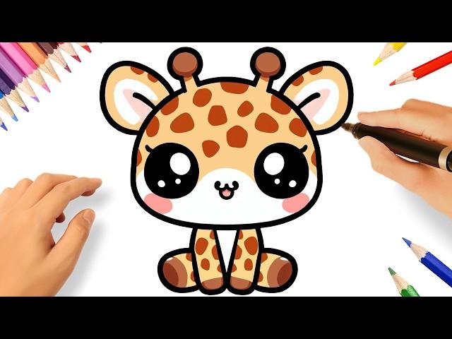 HOW TO DRAW A CUTE KAWAII GIRAFFE EASY ️