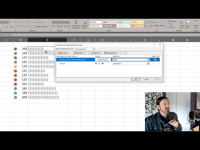 Apply Conditional Formatting with Icon Sets and Formulas to Cell Values