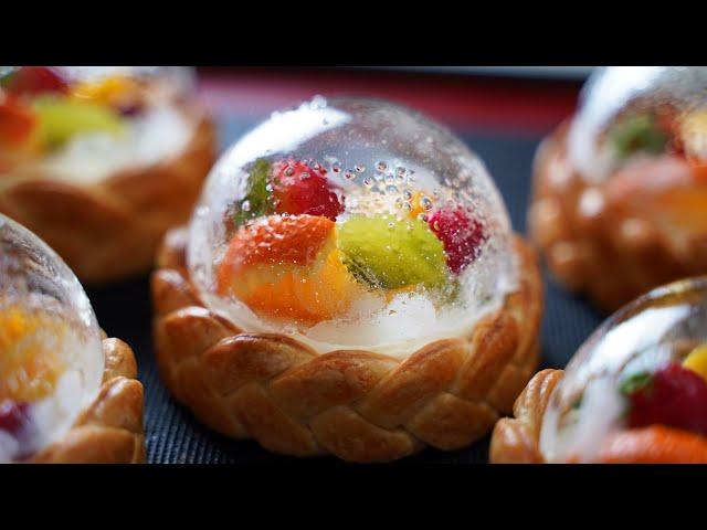 Sugar Dome Fruit Tart instead of Tanghulu l Vanilla Crème Diplomat l Cup Measuring