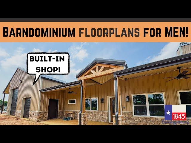 Barndominium floorplans for men - Built-in shops | 1845 Barndominiums