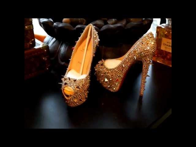 BAD ASS GOLD SPIKES HEELS CHRISTIAN LOUBOUTIN HEELS