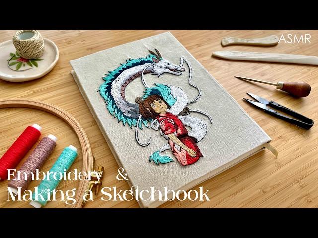 ASMR + Making a Sketchbook and Emroidery ️ No Music