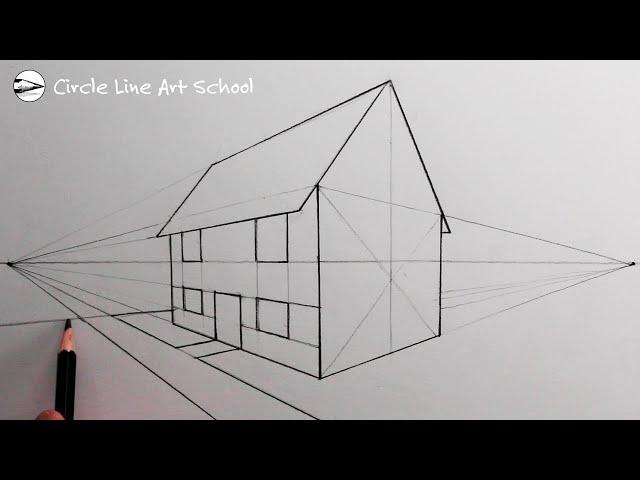 How to Draw a House using Two Point Perspective for Beginners