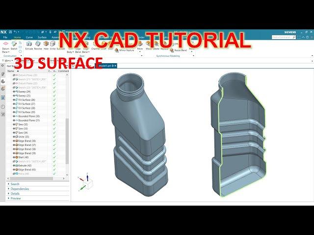 NX CAD Tutorial #86 | NX 3D Surface Modeling Basic Beginners