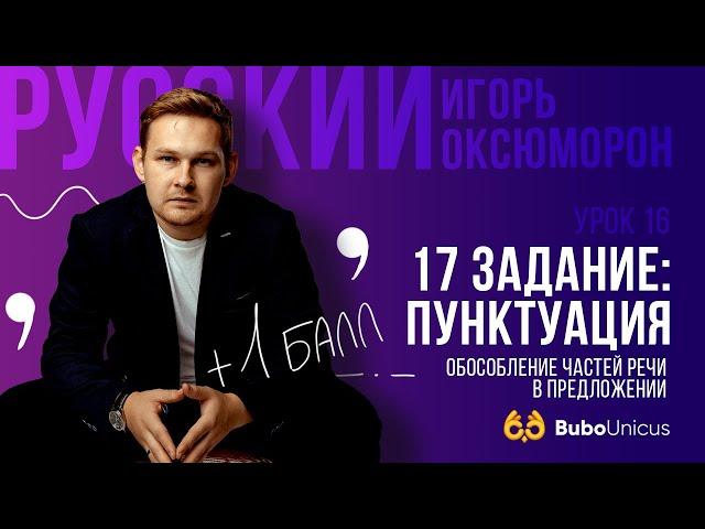 17 задание: пунктуация  | ЕГЭ русский язык | Игорь Оксюморон