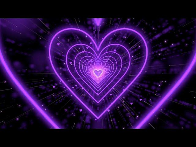 Heart TunnelPurple Heart Background | Neon Heart Background Video | Wallpaper Heart [10 Hours]