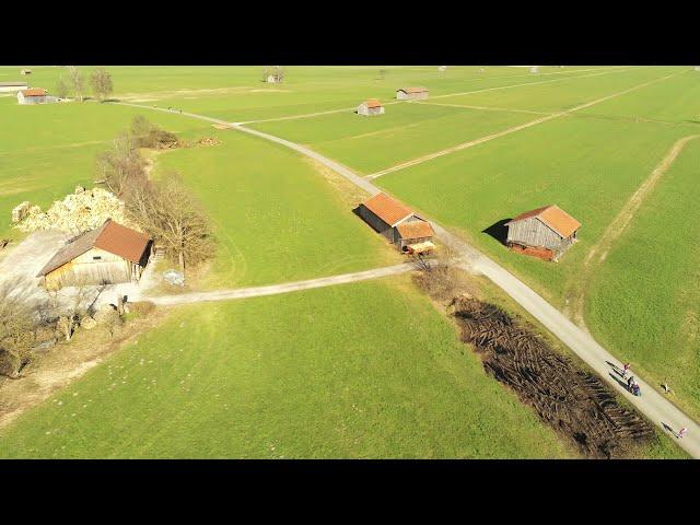 Drone view of Schlehdorf area in Bavaria, Germany