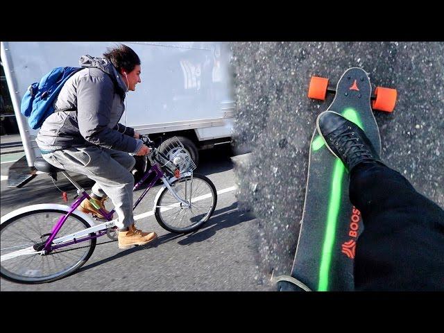 MOTORIZED SKATEBOARD VS. BIKE iN NYC