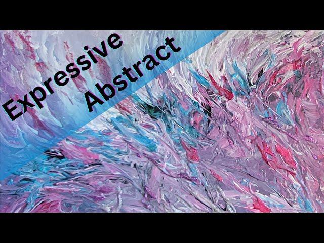 Expressive Abstract Painting, Intuitive Pink Turquoise Glitter Acrylic Painting Beginners Tutorial