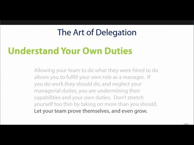 Defining Expectation and Role, The Art of Delegation, Mastering the Meeting