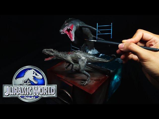 How To Make a Indominus Rex and Mosasaurus Jurassic World Diorama / Polymer Clay / Epoxy resin