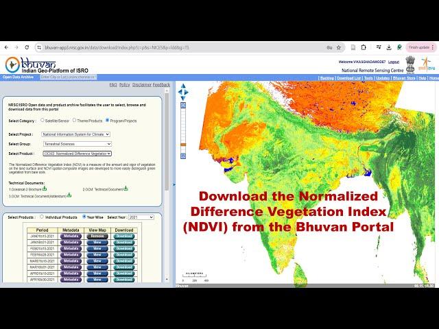 How to Download Normalized Difference Vegetation Index (NDVI) from Bhuvan Portal