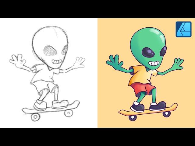 Alien Character Vector Illustration | Affinity Designer