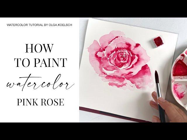 EASY way of painting a beautiful watercolor ROSE!