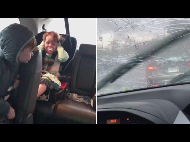 This Family Was Trapped in Their Car During a Terrifying Hail Storm