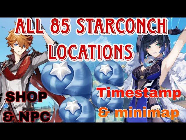 All 85 Starconch locations & Farming route Genshin impact | Childe & Yelan Ascension Materials