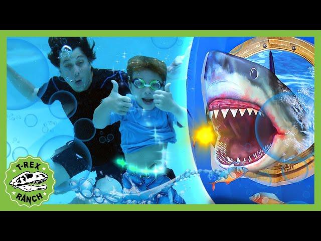 Giant Shark Toy Surprise Egg! - T-Rex Ranch Kids Adventures