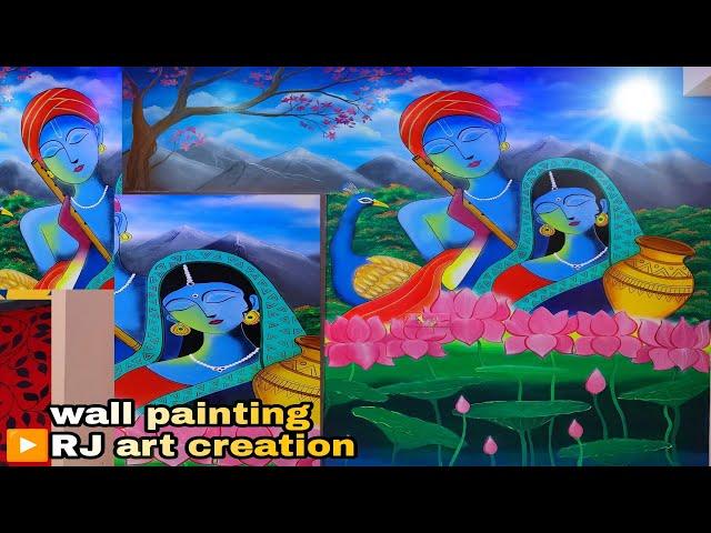 wallpainting ।। radha krishna abstract wallpainting ।। rj art creation 