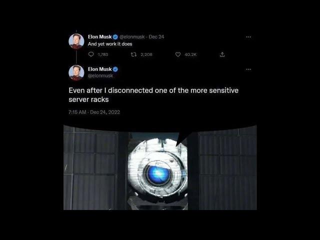 Elon Musk Tweet read by Wheatley from Portal 2