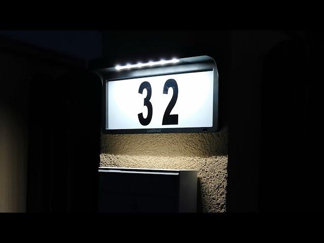 LeiDrail Solar Powered LED illuminated house number review, test and install