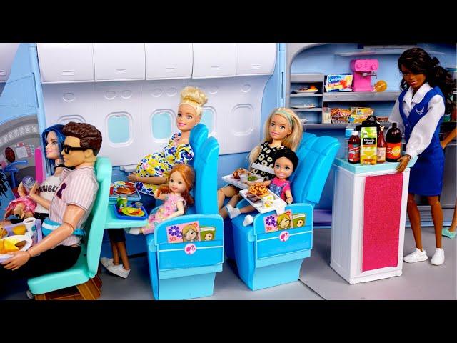 Barbie & Ken Doll Family Airplane Travel Routine