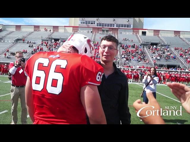 SUNY Cortland football captain gets a surprise visit