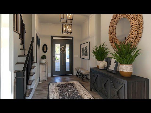 Chic Entryway Inspiration: Embrace Black Accents and Cozy Modern Interiors for Your Home 2024