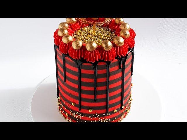 EPIC Gold, Black and Red STRIPED CAKE hack- Rosie's Dessert Spot