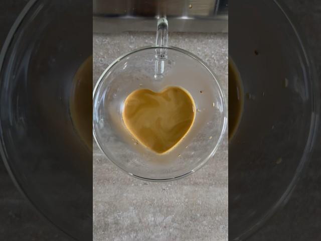 Heart-ception - Heart latte art in a heart shaped espresso glass #short #espresso #latte