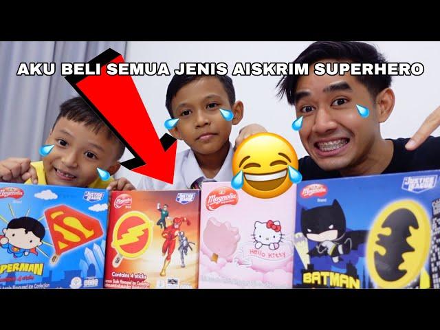 AKU BELI SEMUA JENIS AISKRIM SUPERHERO  CHALLENGE MAKAN AISKRIM PALING LAJU 