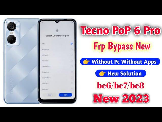 Tecno Pop 6 Pro FRP Bypass Android 12 | New Solution | Tecno be6/be7/be8 Without Pc Tecno ak sarkar