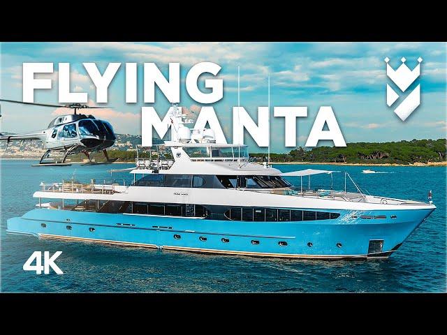 "FLYING MANTA" The HELICOPTER capable perfect Explorer Yacht For Sale!