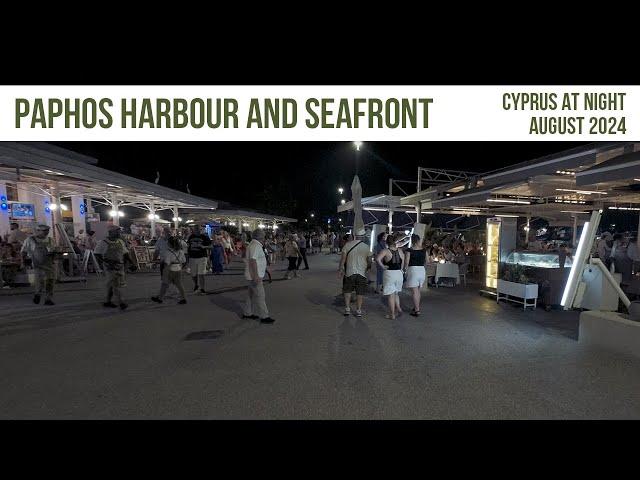 Paphos Harbour And Sea Front At Night