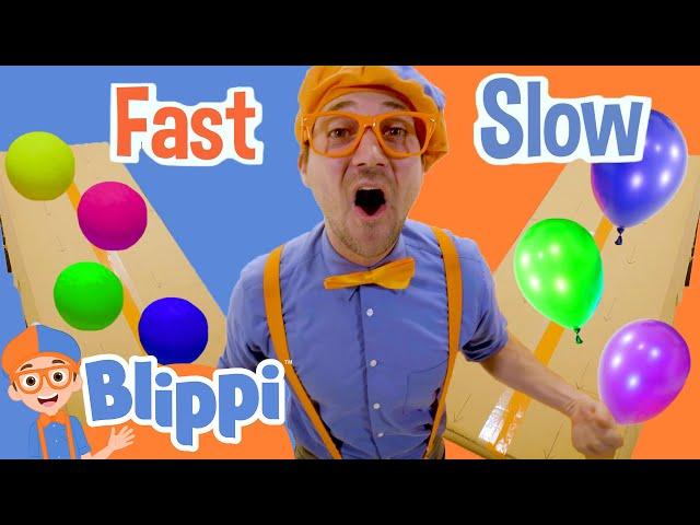 Playground Balls vs Balloon Race - Science Experiments for Kids | Blippi - Learn Colors and Science