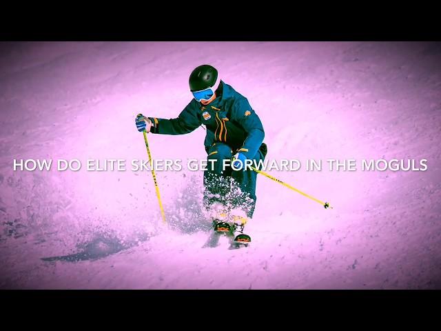 How do elite skiers get forward in the moguls?