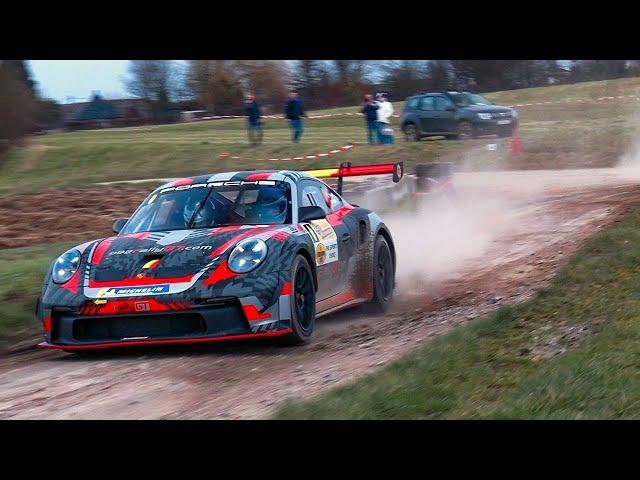 NEW PORSCHE 992 GT3 Rally | 2025 Rally van Haspengouw | Exhaust sound, Drifting, idling & start