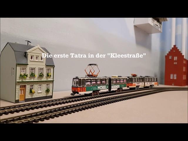 H0 Modelleisenbahn - Straßenbahnanlage Update Hintergrund und Gleise / Background and first tracks