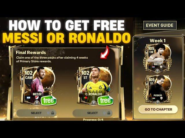 HOW TO GET FREE 102 OVR RONALDO OR MESSI FC MOBILE 25 | BALLON D'OR EVENT GUIDE FC MOBILE!