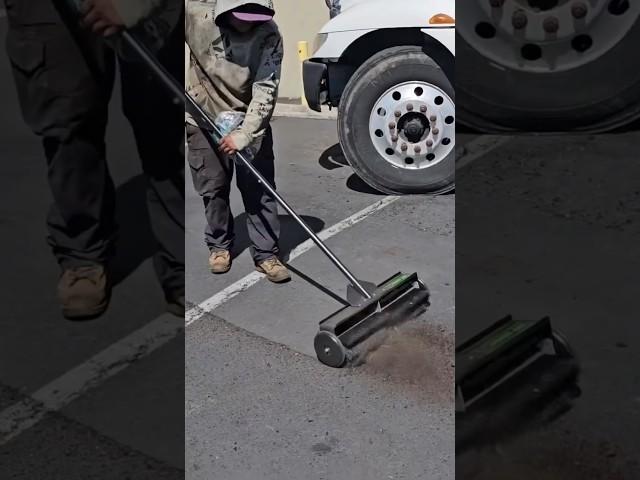 Innovative Mechanical Push Broom! #shorts #cleanup #construction