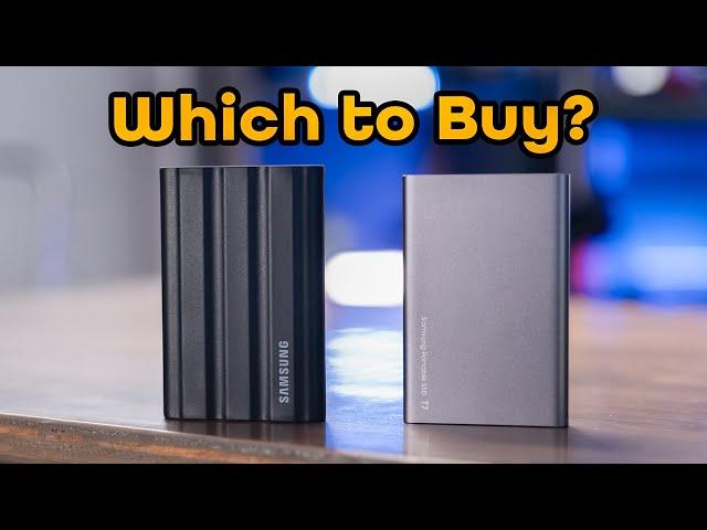 Which to Buy? Samsung T7 Portable SSD Compared to the T7 Shield