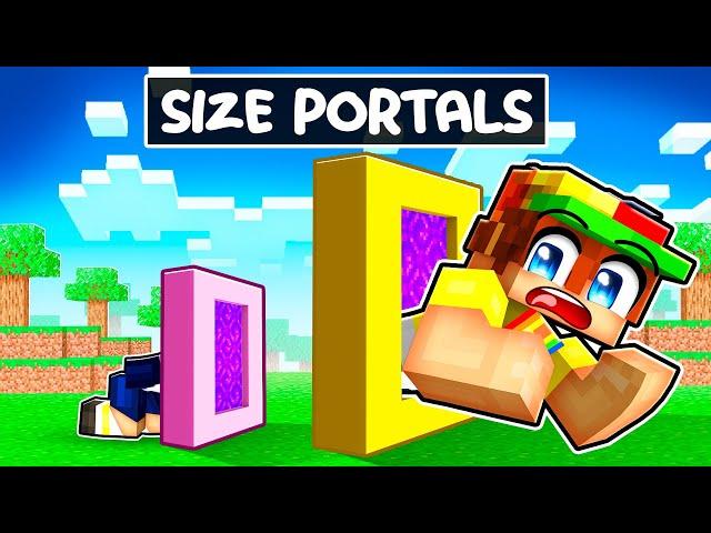 Using SIZE PORTALS To Prank My Friends In Minecraft!