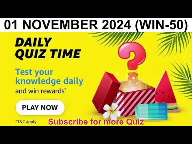 Amazon daily quiz time answers 01 November 2024  win Rs 50 | #quizplaywin | Quiz Play Win